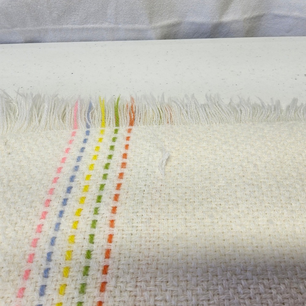 The Three Weavers Baby Blanket Kids OS White Vintage Handwoven Orlon Bear Plaid - Picture 12 of 16